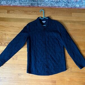 COS Navy Blue Quilted Hidden-Placket Button-Up Shirt/Sweater